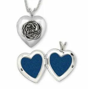 Carnation Photo Locket Jewelry Sterling Silver Handmade Flower Photo Locket CN1-