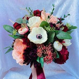 Burgundy bridal bouquet, Dusty pink bouquet, Peony bridesmaids bouquet, Faux Flower