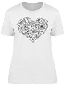 Peony Flowers Heart Shaped Tee Women's -Image by Shutterstock