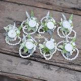 Wrist Corsage Mother??s Corsage Botanical Pearl Corsage white rose lotus Rose Rustic Wedding Corsage