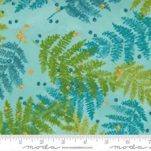 Moda Carolina Lilies Aqua 100% Quilt Cotton Floral Fabric Green Aqua Ferns BTY