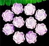 10Pcs 19x11mm Purple Tridacna Carved Peony Flower Pendant Bead Crafts DIY EE3730