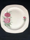 Vintage Alfred Meakin 22K Gold Square Carnation Pink Flower 10??? Porcelain Plate