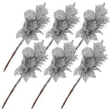 6 Pcs Foam Simulated Christmas Cuttings Tree Leaves Dried Flower Berry