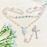 PERSONALIZED Rose Quartz Rosary Holy Family Mothers' Day Gifts Confirmation Baptism First Communion Christmas Gift Cadeaux de No?l chapelet