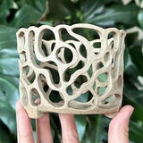 Unglazed Beige Ceramic Stoneware Orchid Plant Pot with Holes
