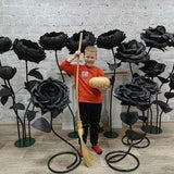 SET 15 Black Giant foam flowers self standing, Magic party, Garden roses & peonies wall, Alice in Wonderland party