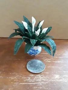Dollhouse Miniature Peace Lily Plant w Flowers ~ Artisan Handcrafted 1:12 Scale