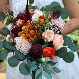 Wedding bouquet, custom flower bouquet, fall artificial bridal bouquet, artificial bridesmaid bouquet, silk rose bouquet, wedding flower