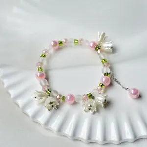 New Pearl Lily of the Valley Bracelet Fashionable Simple Literary Pink Gradient