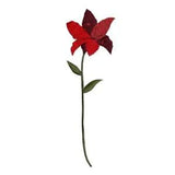 ID 6677 Red Lily Flower Patch Garden Blossom Plant Embroidered Iron On Applique