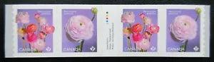 CANADA 2023 RANUNCULUS GUTTER STRIP OF 4 MINT COIL STAMPS FLOWERS SPRING GARDEN