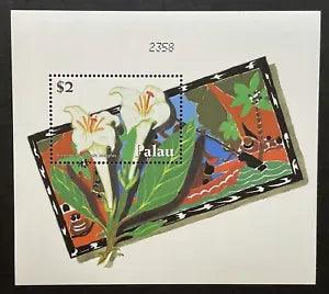 PALAU FLOWER STAMPS SOUVENIR SHEET 2002 MNH LILY COASTAL PLANT FLORA