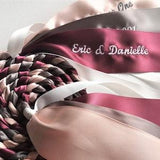 Handfasting Personalized Gift, Champagne Cream Burgundy Silver Wedding Bridal Binding Unity Union Cord Embroider Ribbon Braid U Pic Colors