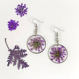 Purple Dried Babys Breath Earrings | Korean Fashion Personalized Gifts  | Real Pressed Flower Earrings