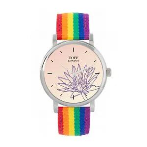 Toff London TLWS-70049 Ladies Purple Water Lilies Flower Watch