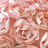 Peach 3D Floral Fabric, Peony Bouquet Fabric on Tulle, 3D Rosette Blush Satin Fabric, Peach Charmeuse Fabric, Wedding Decor, Photo Prop