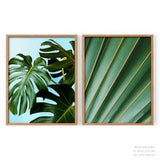 Green Set of 2 Print, Monstera leaf, Cactus Poster, Palm leaves, Aesthetic Room, Succulent Plant, Tropical Wall Art, Spring Summer, 3