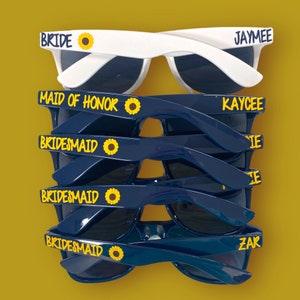 Personalized Sunflower Sunglasses, Wedding Bridal Party Favors, Bachelorette Gift, Destination Wedding Gifts, Cruise Memento, Custom Glasses