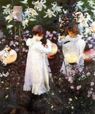 Oil painting flowers young girl Carnation-Lily-Lily-Rose-John-Singer-Sargent art