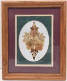 Vintage preserved Pressed Flowers in Wood & Glass frame by J Welker Art foliage
