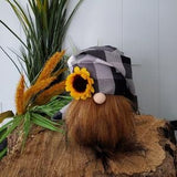 Farmhouse Sunflower Gnome, Plaid Gnome, Fall Gnome, Harvest Gnome , Spring Gnome, Farmhouse Gnome , Tiered Tray Decor, Mantel Gnome,