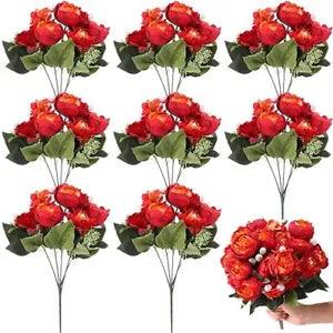 8 Bouquets Wedding Silk Peony Hydrangea Flowers Vintage Artificial Flower