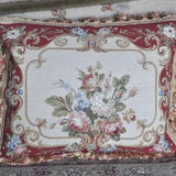 Wool Petit Point Pillow Cover | Rose Bouquet Needlepoint Cushion Cover Pillowcase 16"x20" Handmade for Chair Couch Sofa Bed and Window Seat