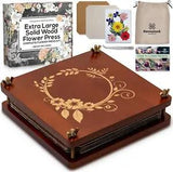 Large Wooden Flower Pressing Kit with Dried Flowers - 10 Layers - DIY Solid Mapl