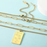 Stainless Steel Birth Flower Pendant Necklaces Layer Chain Necklace Jewelry Gift