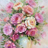Pink Roses Oil Painting Original Flowers in a Vase Painting Classic Wall Art Pink Flowers Art Roses Bouquet Oil Painting Art Gift For Her