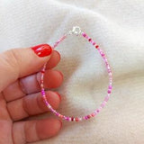 Dainty pink bracelet, friendship bracelet, minimalist bracelet, ombre pink bracelet, beaded bracelet,seed bead bracelet,anklet bracelet