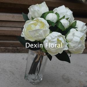 2 Bundles! Real Touch White Peonies DIY Bridal Bouquets, Bridesmaids bouquets, Peonies Wedding Flowers Centerpieces