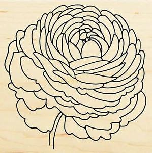 Single Ranunculus Flower STAMPENDOUS Wood Mounted Rubber Stamp NEW W206