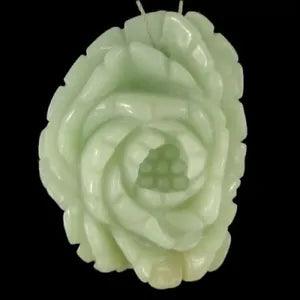 E06204# Hand Carved Peony Flower  Amazonite Pendant Bead Gemstone