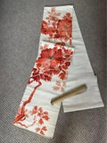 Nagoya Obi, Cloth, Seal, Pure Silk, 9sun Unmade, Peony Flower And Leaf