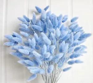 100 PCS Blue Dried Pampas Grass Decor, 17-inch Pompas Floral, Dry Flowers for A