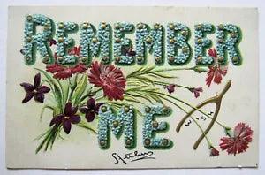 Greeting Postcard Remember Me Wish Bone Carnations