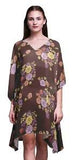 Bimba Leaves & Ranunculus Flower Beach?KaftanBikini Cover up Women??s Midi-FW-69B