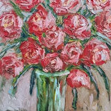 Red Roses Oil Painting Pressed Cardboard Interior Decoration Gift Idea 9.8 ¡ì? 7.8 ¡ì? 0.1 inches
