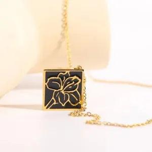 18K Gold Birth Flower Pendant, Gold Flower Month Necklace, Birth Flower Necklace