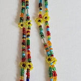 Colorful Seed Bead flower Patterned Necklaces  Handmade Multicolored Jewelry  Stretchy Necklaces  Customizable