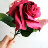 Pink Origami Rose, Magenta Paper Roses, Origami Rose Bouquet, Origami Decoration, Paper Flower Bouquet, Paper Anniversary, Wedding Flowers