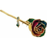 Rainbow Laquered Real Rose 24K Gold Plated Trimmed Mother's Day