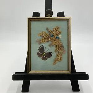 Vintage Pressed Wild Dried Flowers And Butterfly Framed Art Frame