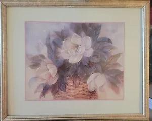 Vintage Print Common White Peony Paeonia Officinallis L. Chang Matted 17.5x21.5"