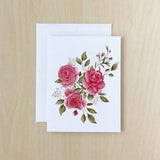 Bouquet de rose 1, happy birthday flower greeting card, birthday floral watercolor painting card, botanical handmade card, mini illustration