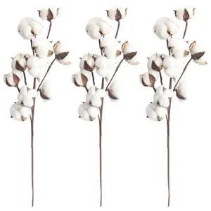 Rustic Cotton Flowers Artificial Cotton Stems Dried Cotton Stem Branches