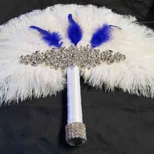 Feather Fan bouquet, Great Gatsby wedding style 1920's - any colour as custom made by Crystal wedding uk