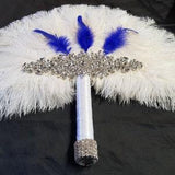 Feather Fan bouquet, Great Gatsby wedding style 1920's - any colour as custom made by Crystal wedding uk